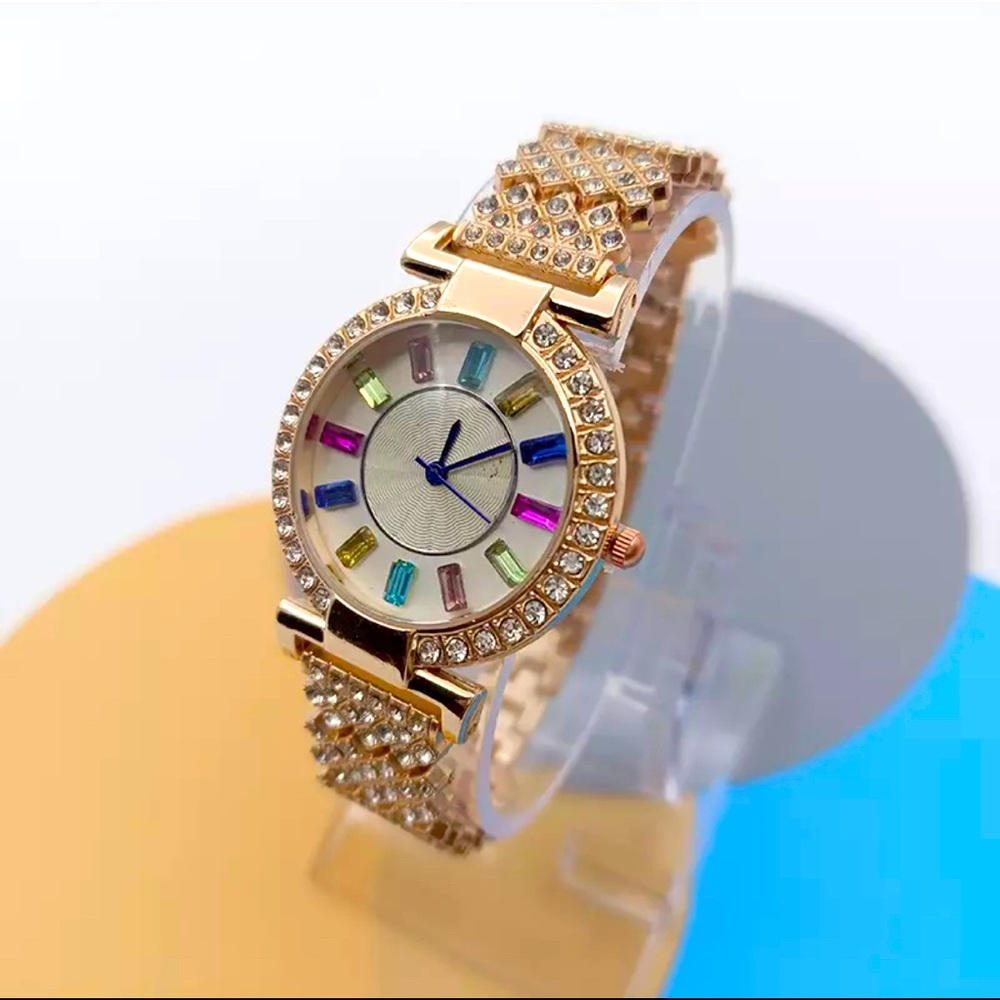 NEW Ladies Rainbow Dial Bling Sparkly Watch- Rose Gold Tone